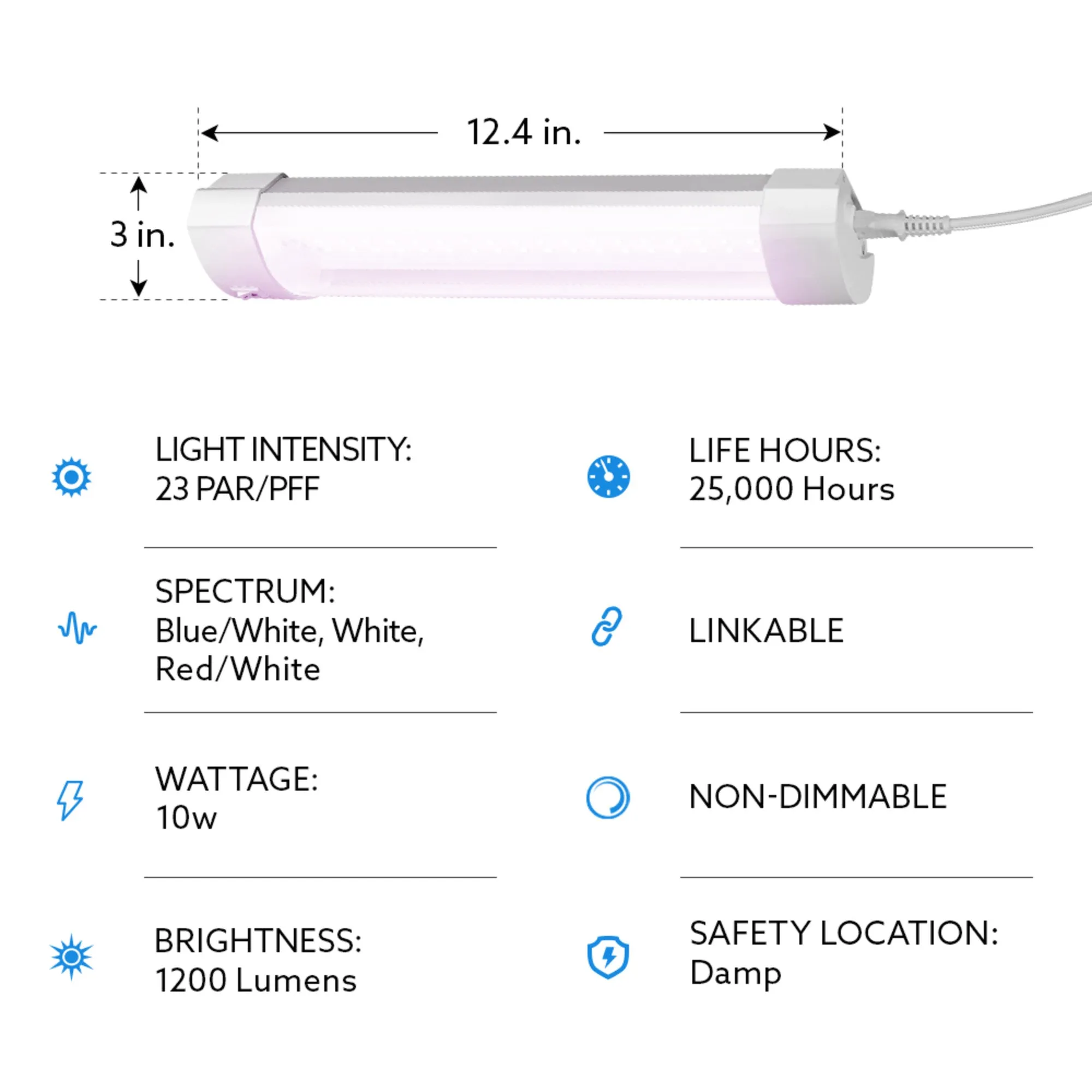 12 in. 12W Full Spectrum LED Grow Light with Remote Control