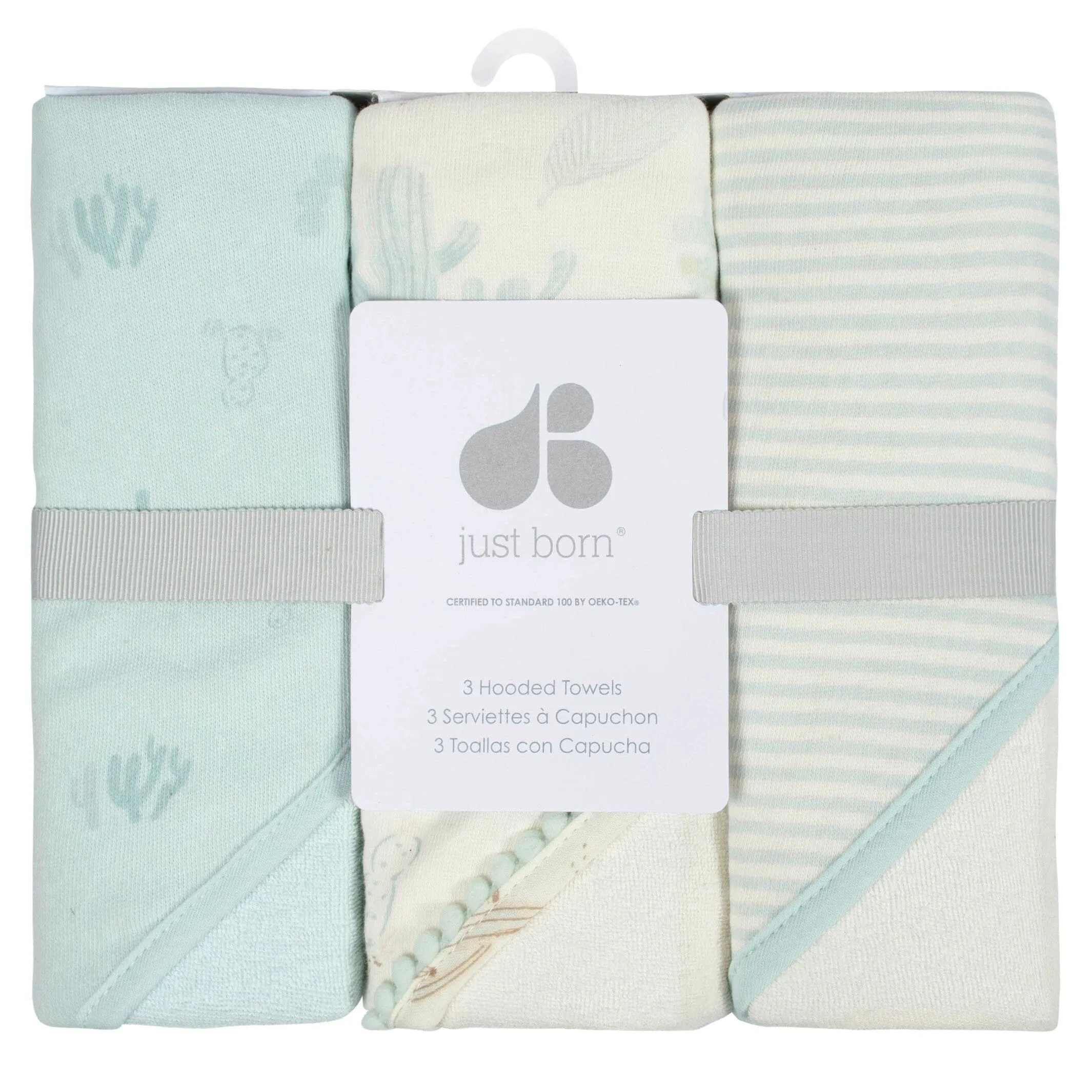 3-Pack Baby Boys Desert Cactus Hooded Towels