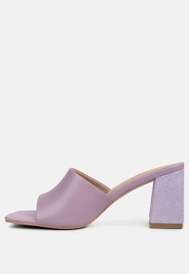 Audriana Lilac Textured Block Heel Sandals