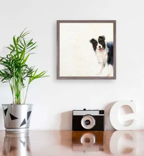 Best Friend - Peeking Border Collie Mini Framed Canvas