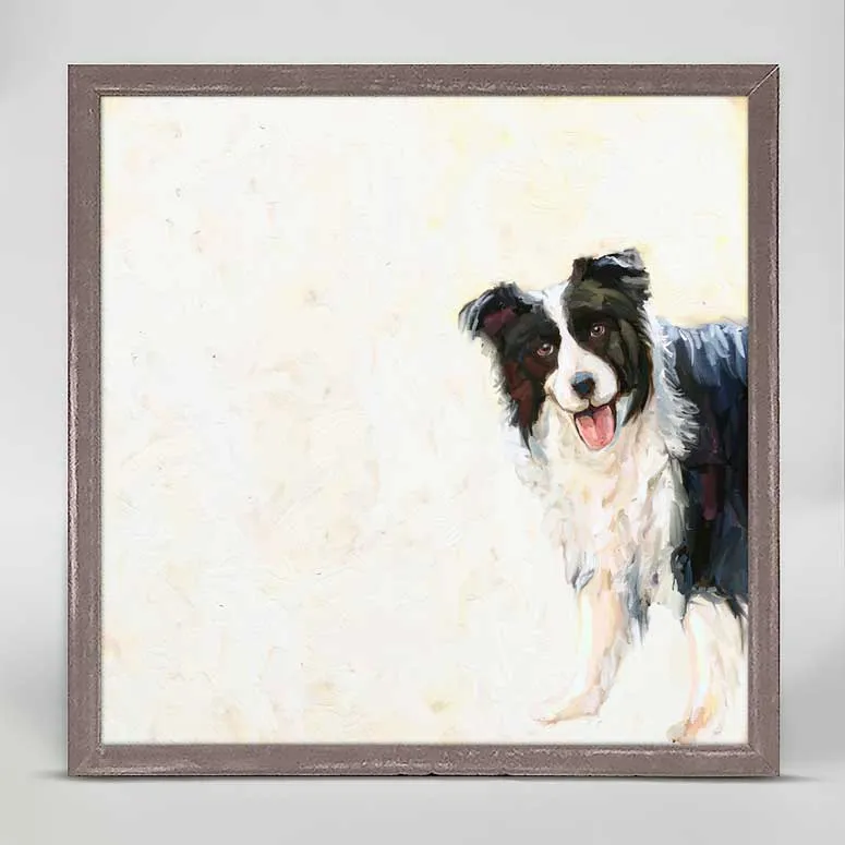 Best Friend - Peeking Border Collie Mini Framed Canvas