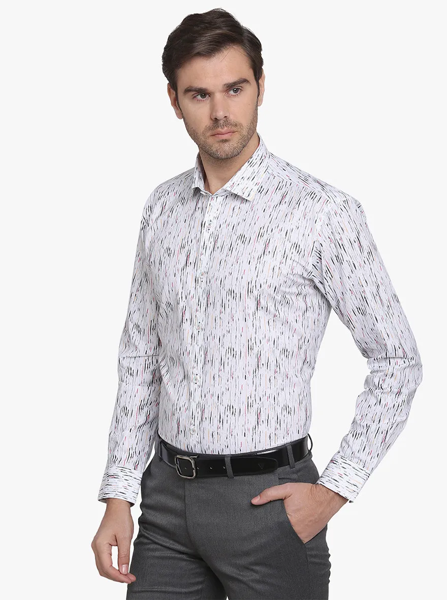 Black & White Printed Slim Fit Party Wear Shirt  | JB Studio