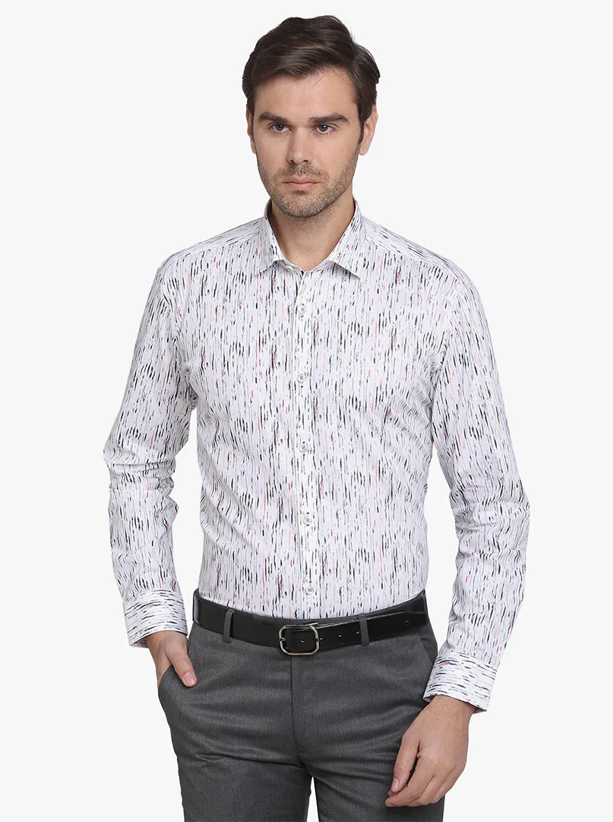 Black & White Printed Slim Fit Party Wear Shirt  | JB Studio