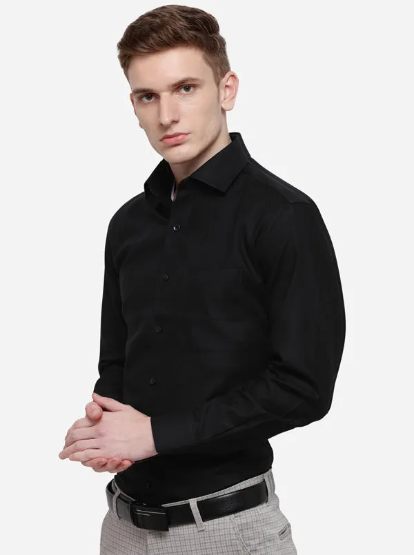 Black Dobby Slim Fit Formal Shirt | Metal