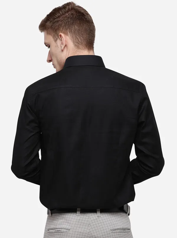 Black Dobby Slim Fit Formal Shirt | Metal