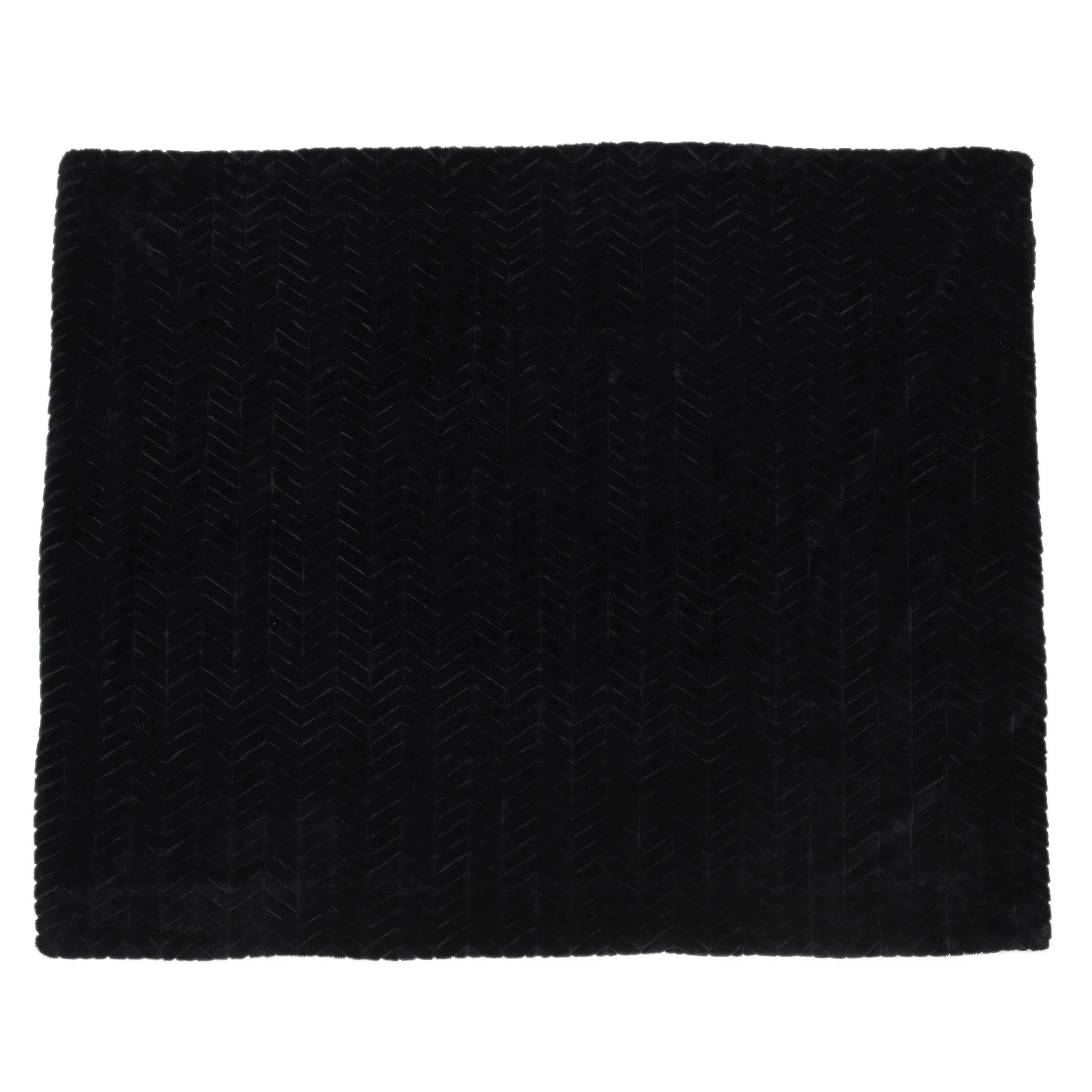 Black Fur Fabric Throw Blanket - NH717992