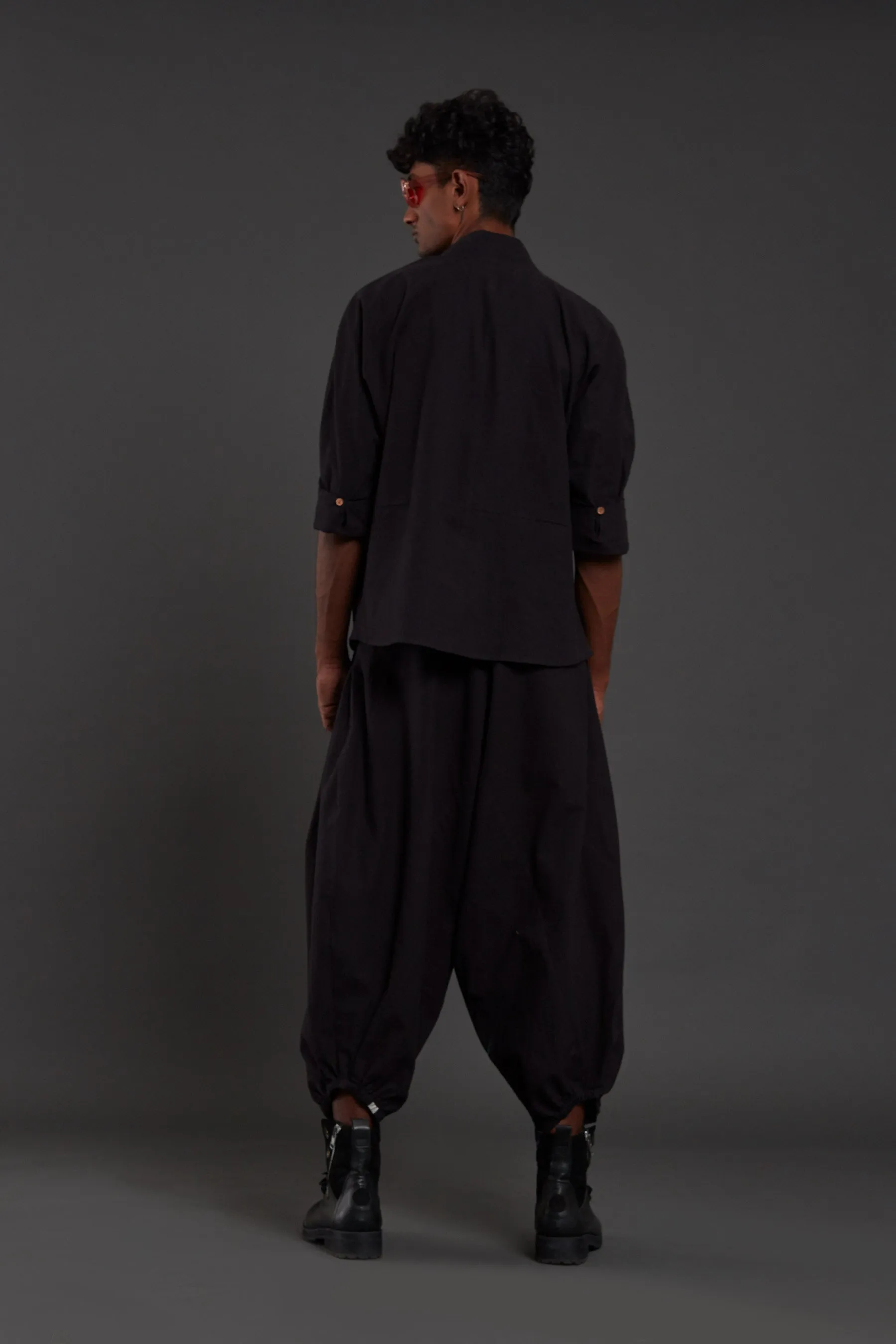 Black Overlap Baggy Set