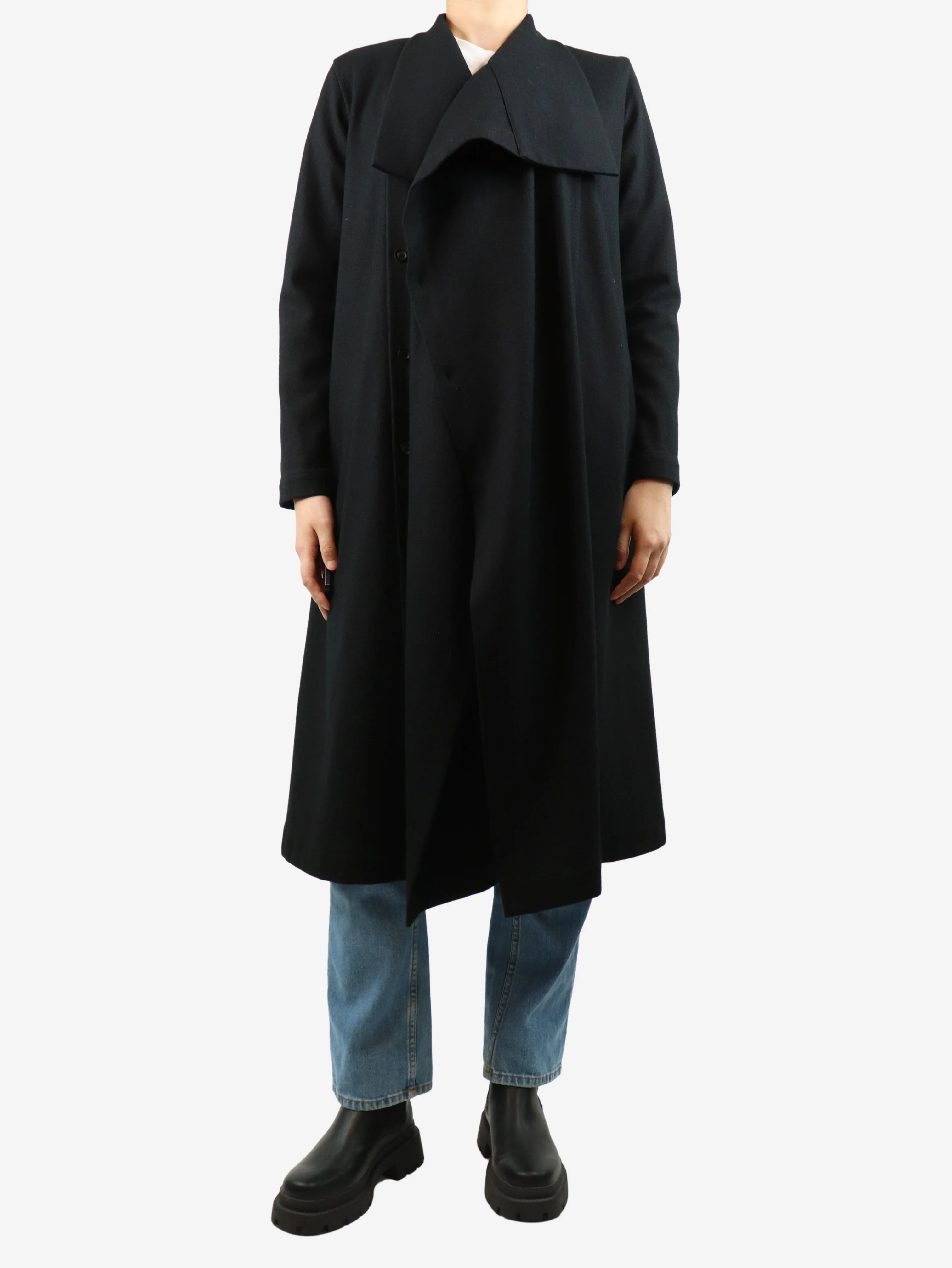 Black wool coat - size UK 10