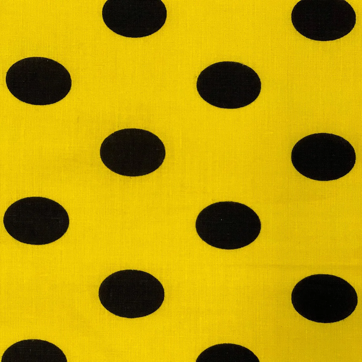 Black | Yellow Big Polka Dot Printed Poly Cotton Fabric