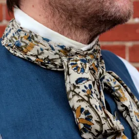 Block Printed Cotton Cravat - Black Border