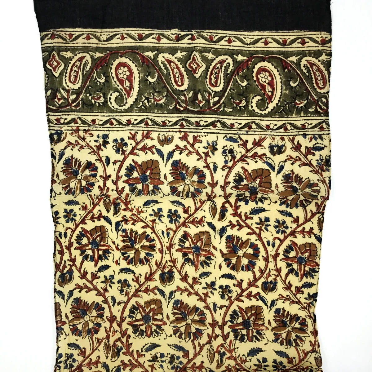 Block Printed Cotton Cravat - Black Border