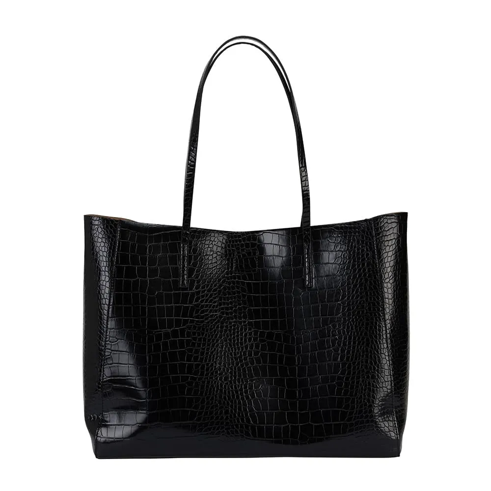 Bobbi Handbag in Black Croc