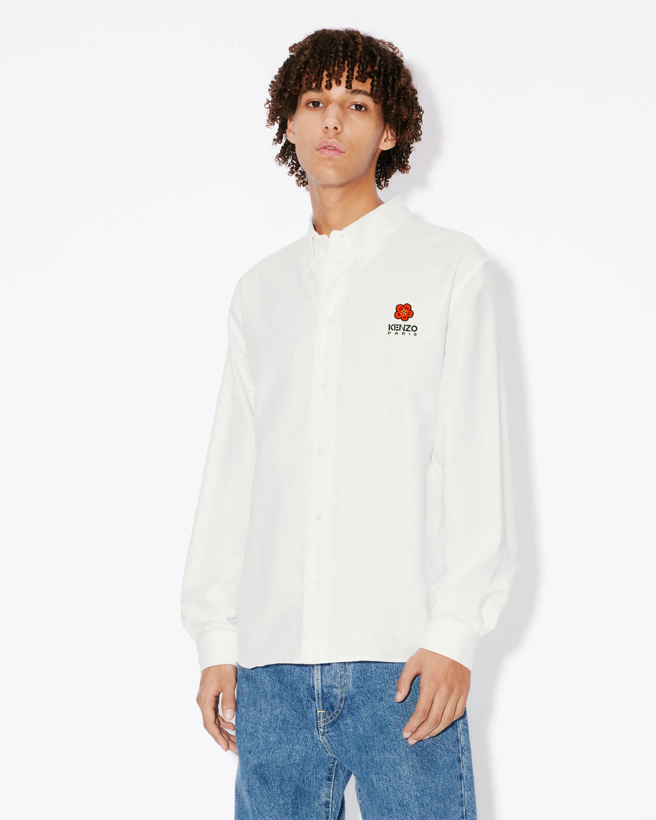 BOKE FLOWER CREST CASUAL WHITE SHIRT