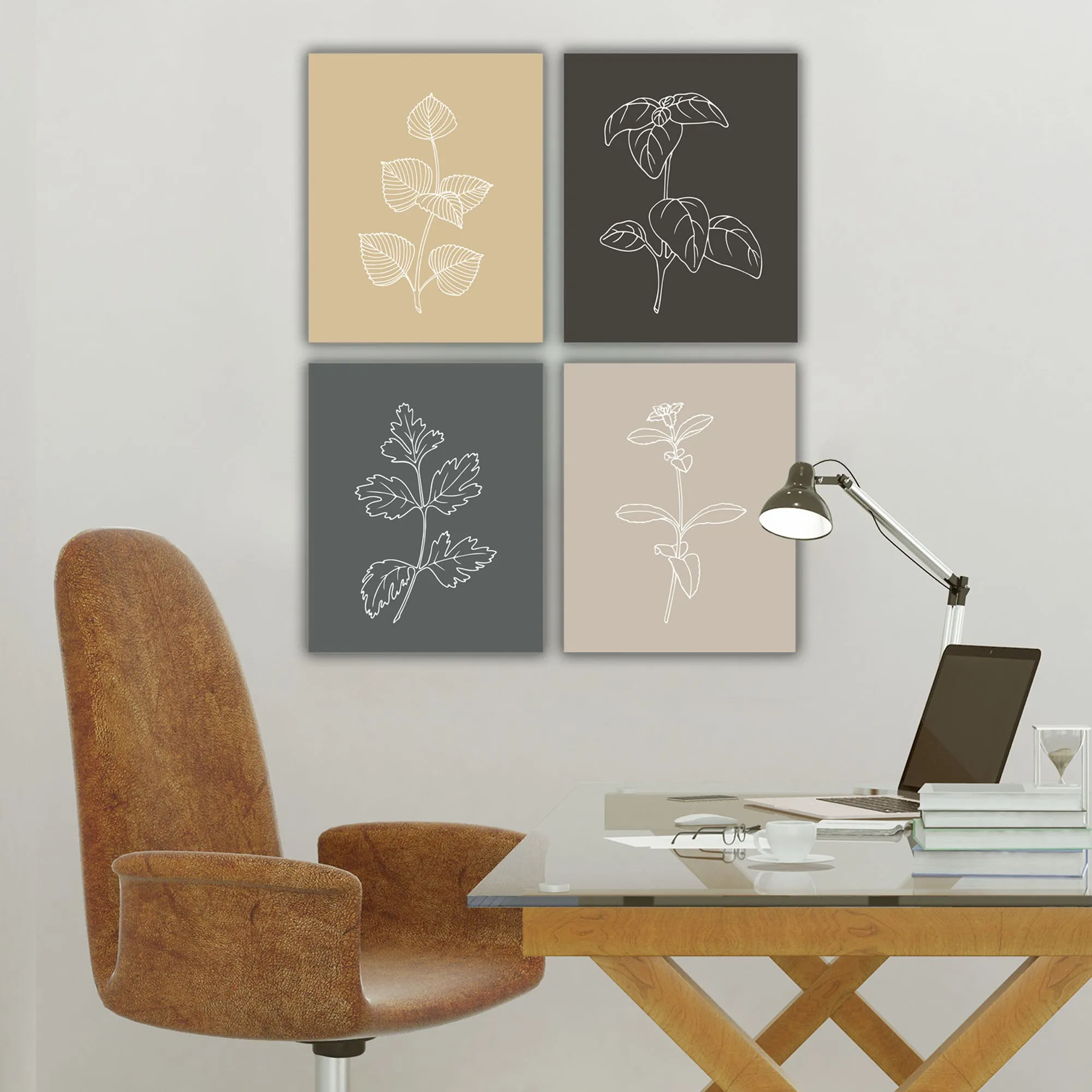 Botanical Herb Silhouettes in Warm Farmhouse Colors