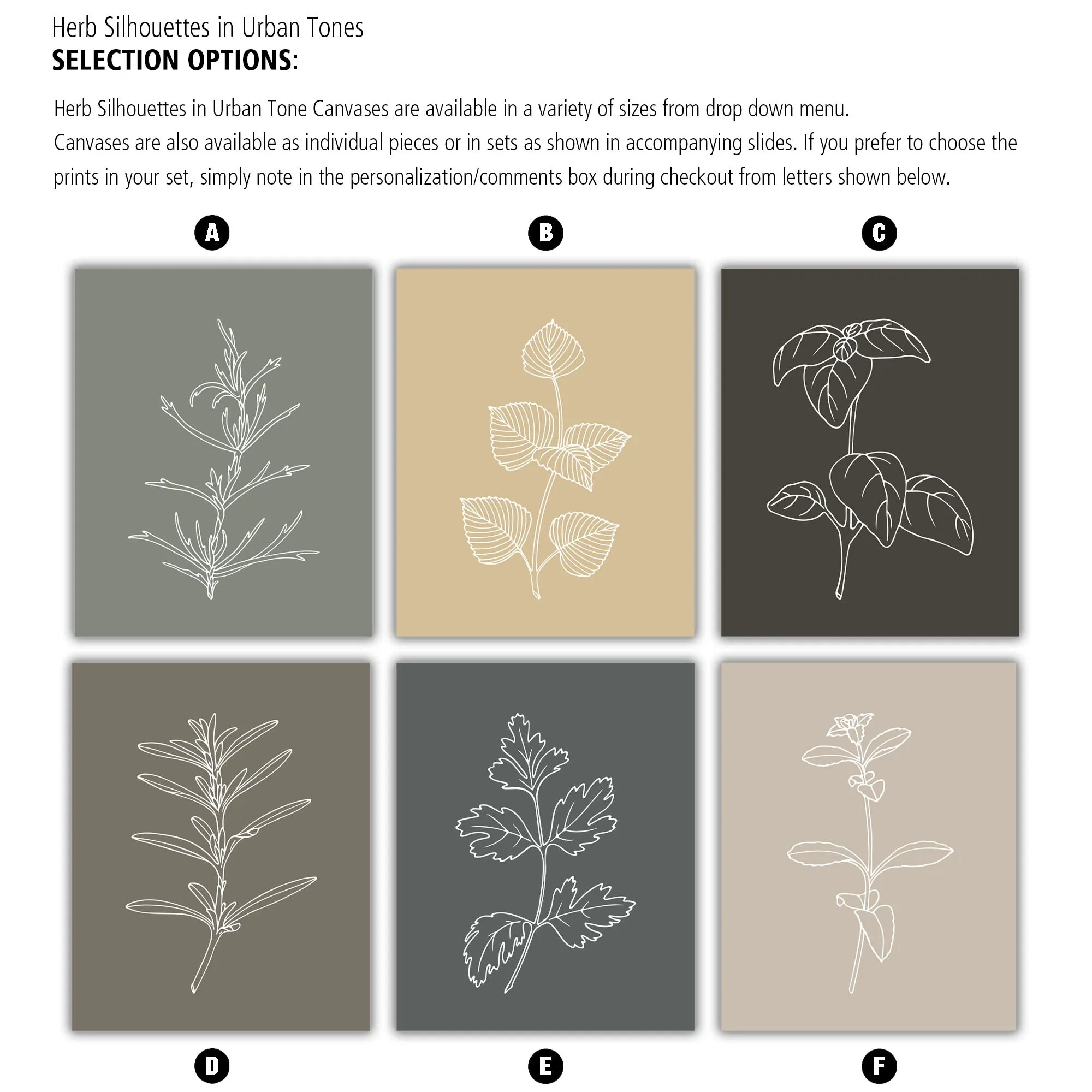 Botanical Herb Silhouettes in Warm Farmhouse Colors