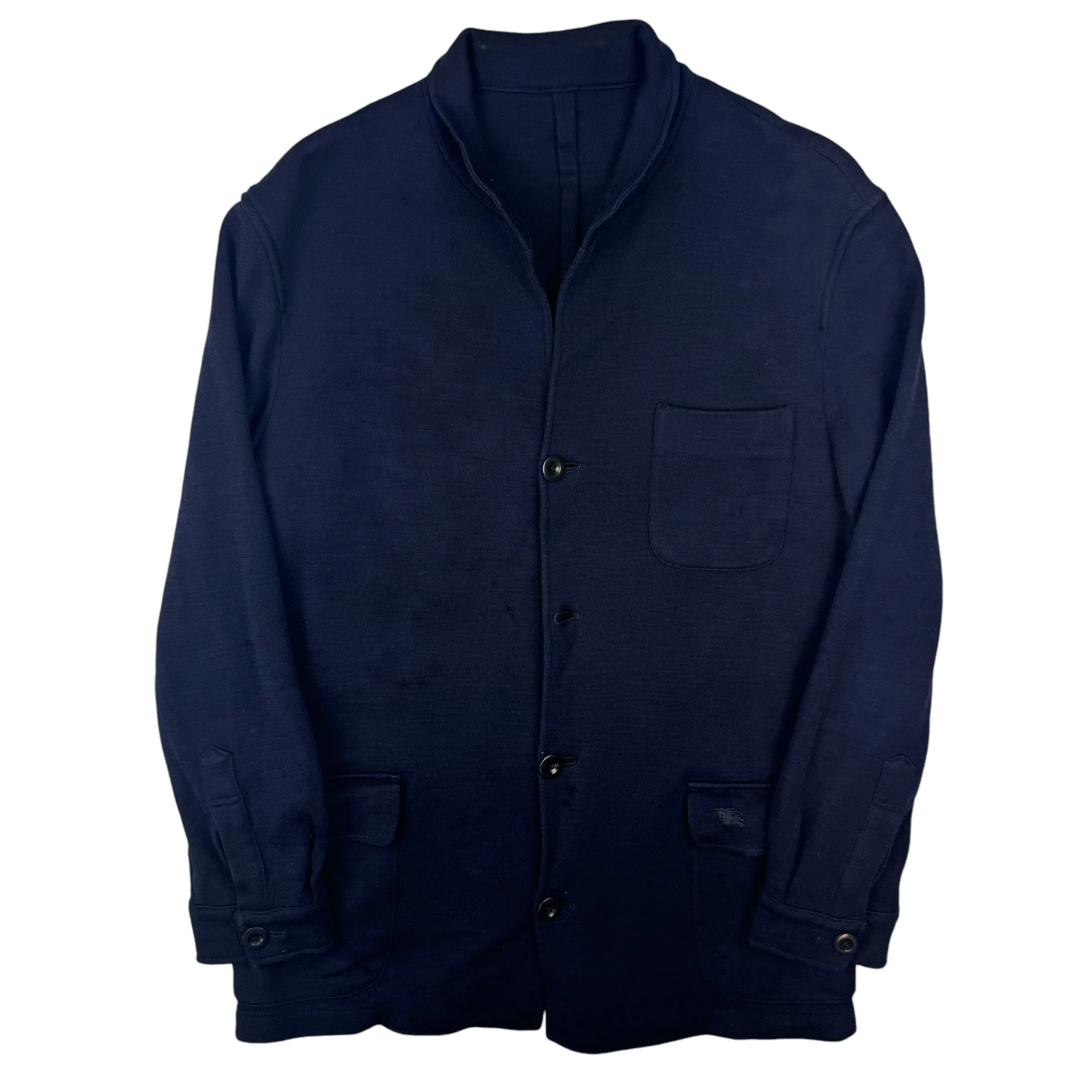 Burberry Shawl Collar Button-Up Lightweight Jacket Navy