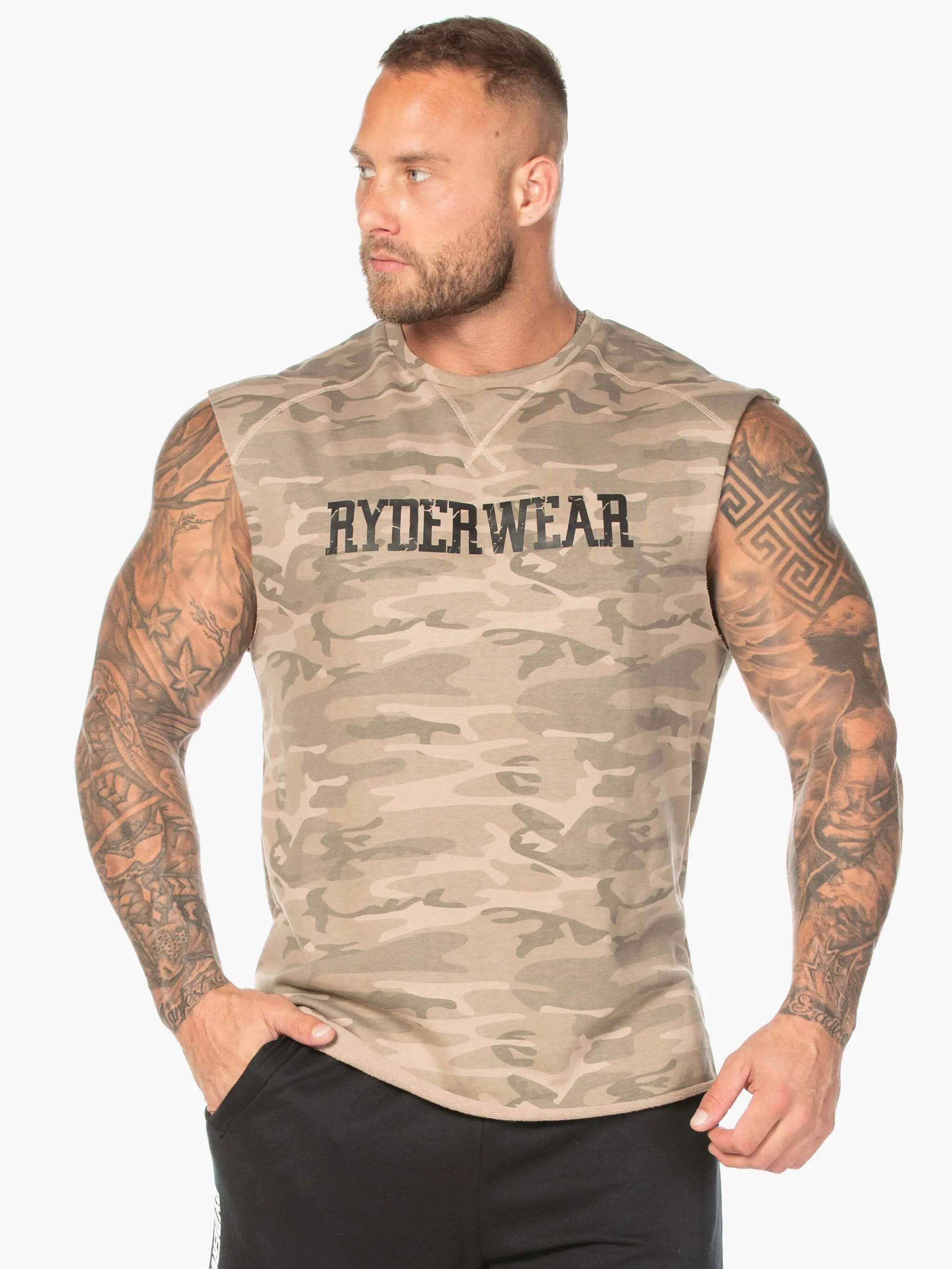 Camo Fleece Tank - Tan Camo