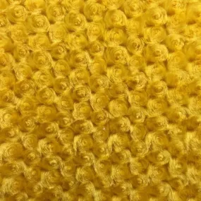 Canary Yellow Rich Rose Rosette Floral Minky Fabric | Super Soft Fabric