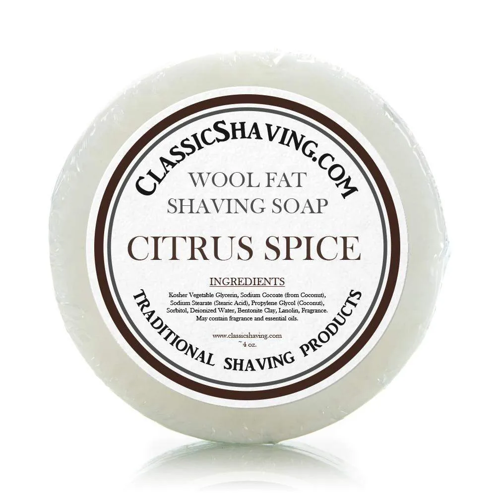 Classic Shaving Wool Fat Shaving Soap - 3" Citrus Spice