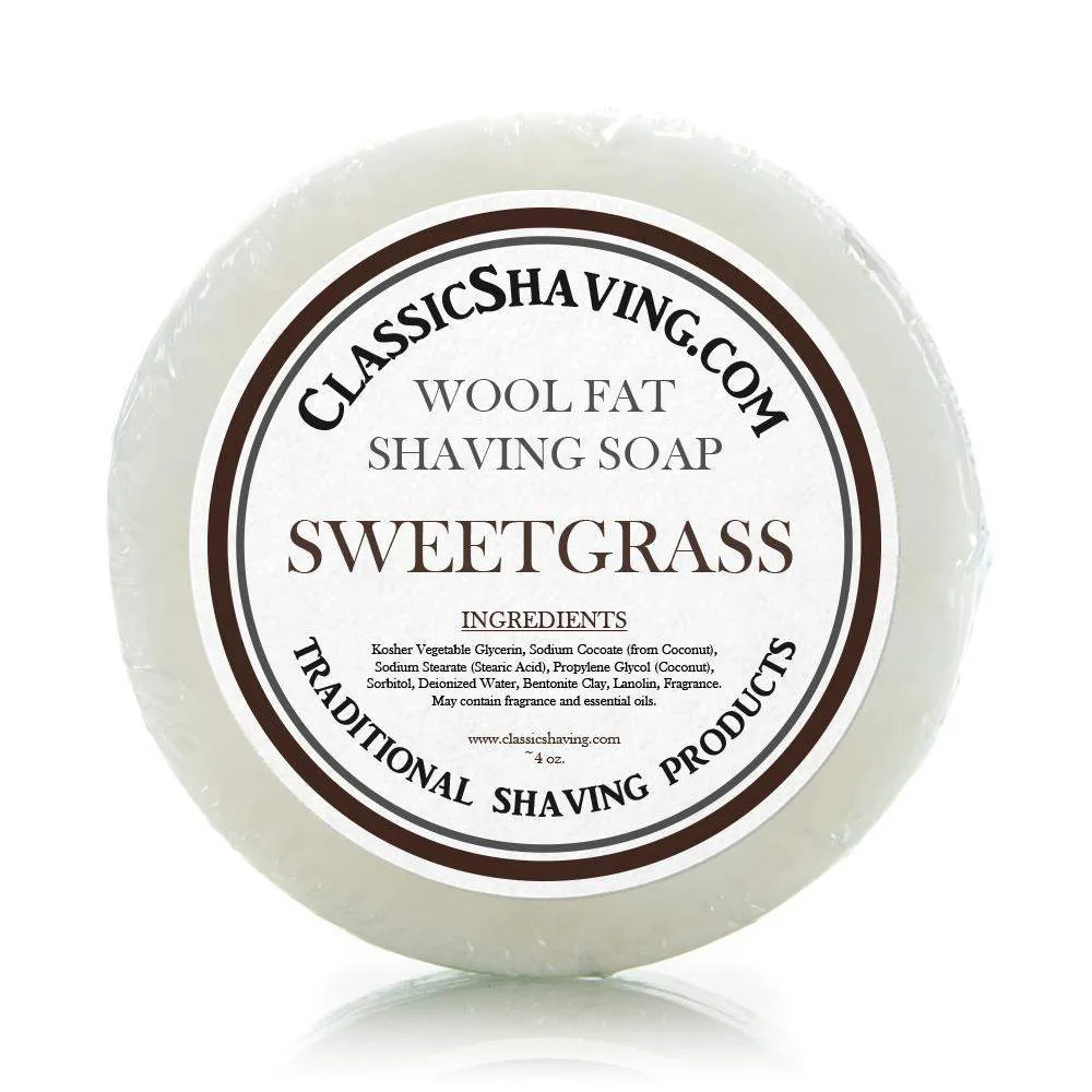 Classic Shaving Wool Fat Shaving Soap - 3" Sweetgrass