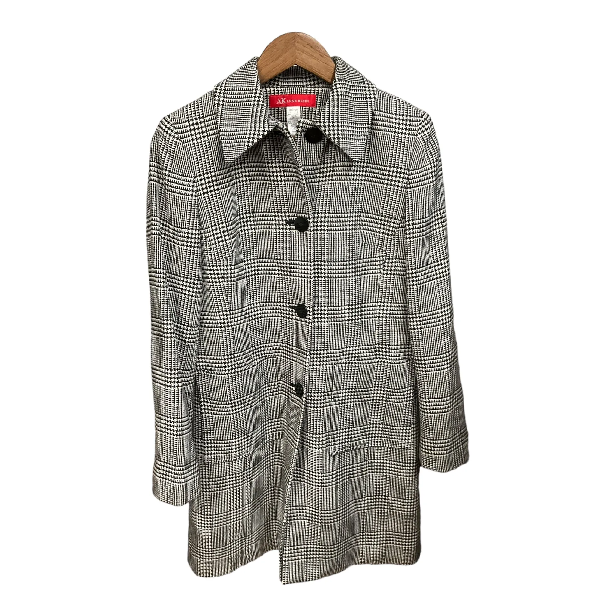 Coat Wool By Anne Klein In Checkered Pattern, Size: S