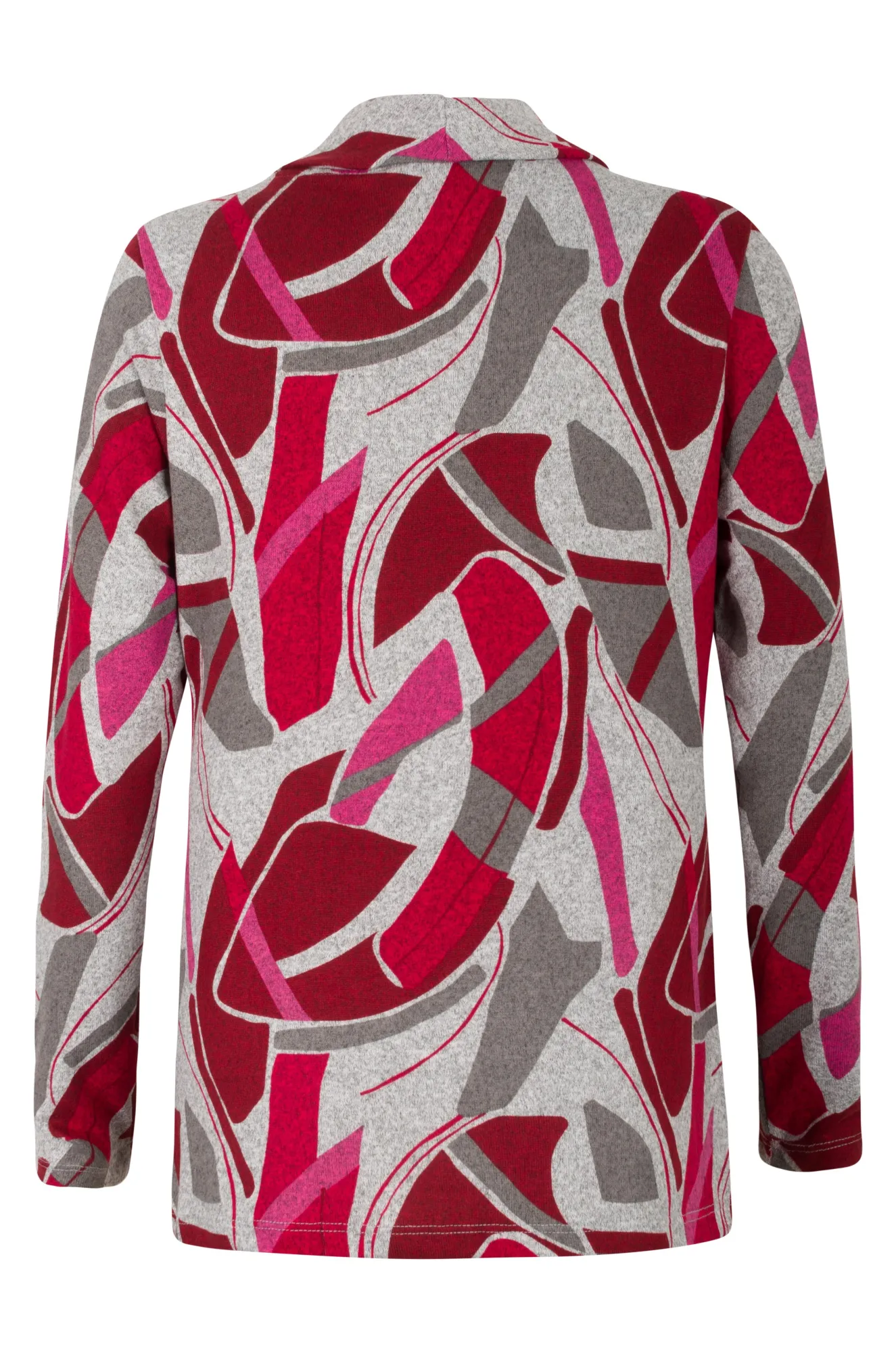 Cowl neck Printed Warm Touch Top | Red Pink Geo | 7900ZZ