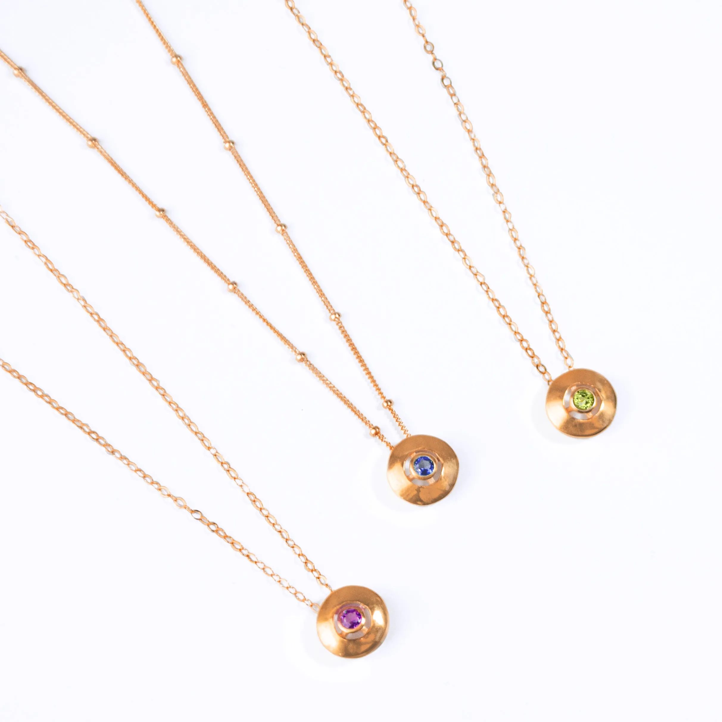 Custom Engraved Circle Donut Birthstone Pendant Necklace