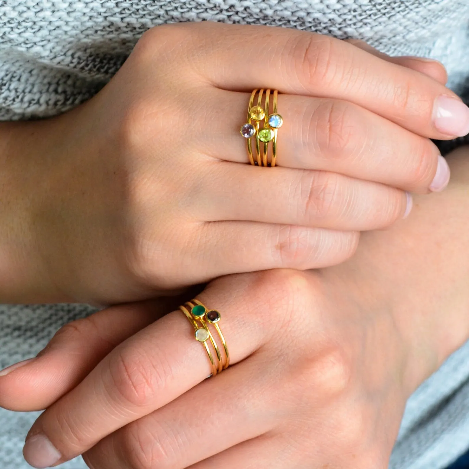 Dainty Stackable Garnet Ring : January Birthstone