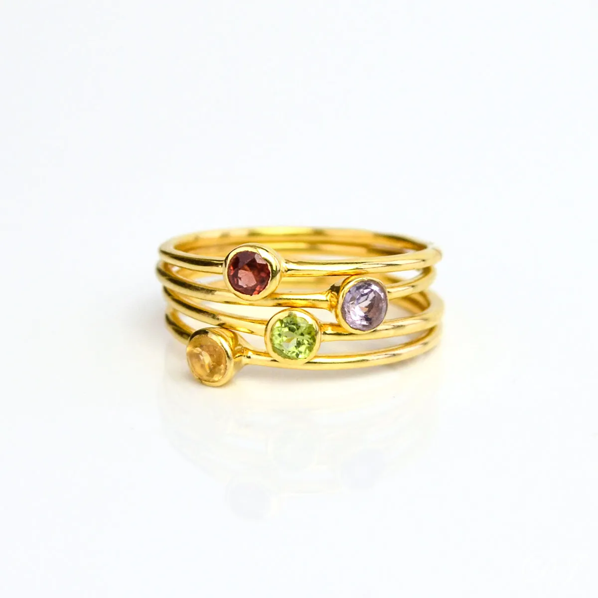 Dainty Stackable Garnet Ring : January Birthstone