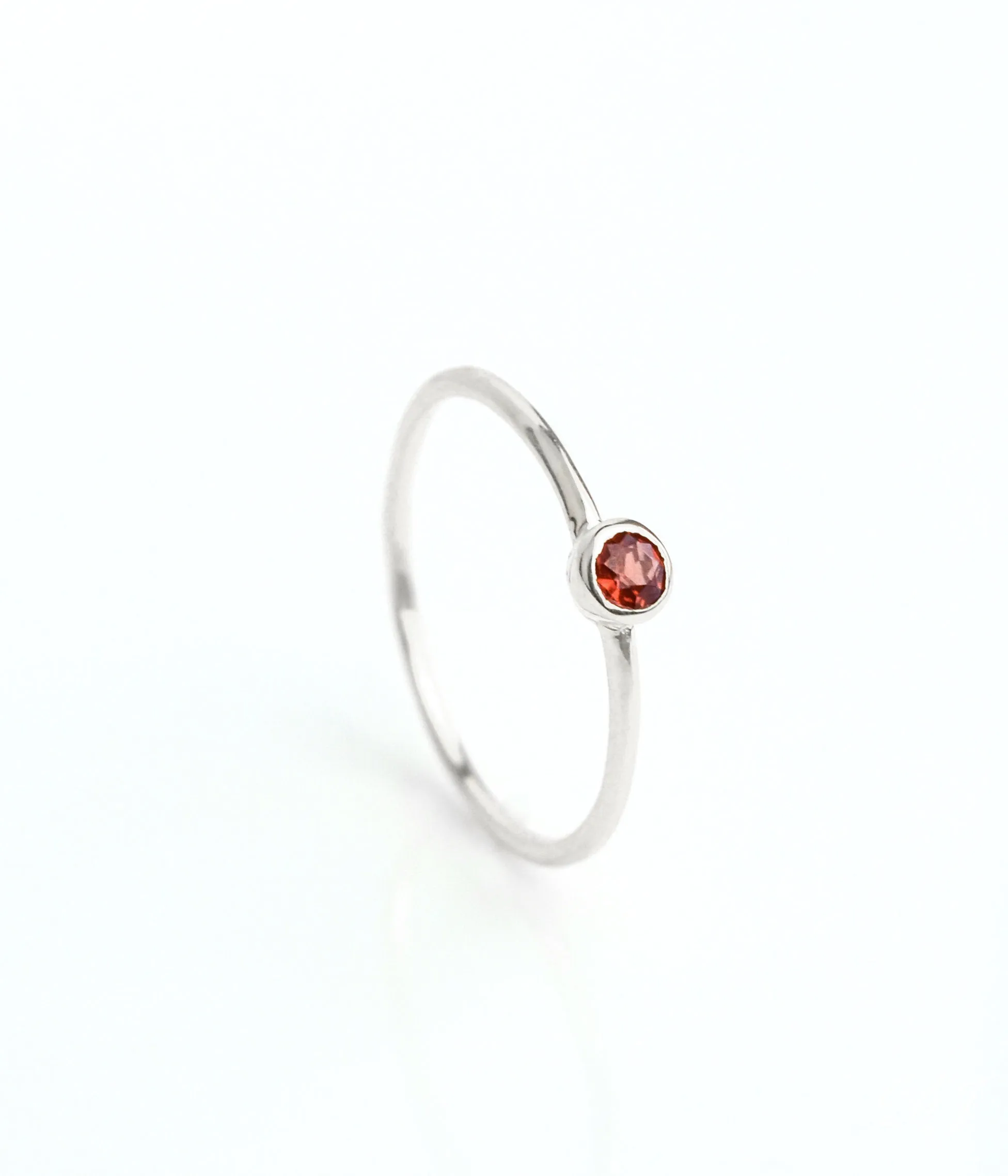 Dainty Stackable Garnet Ring : January Birthstone