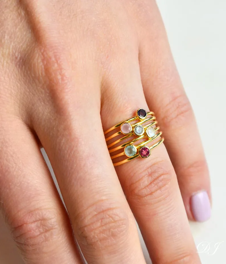 Dainty Stackable Garnet Ring : January Birthstone