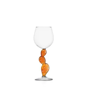 Desert Plant Wine Glass Cactus Amber