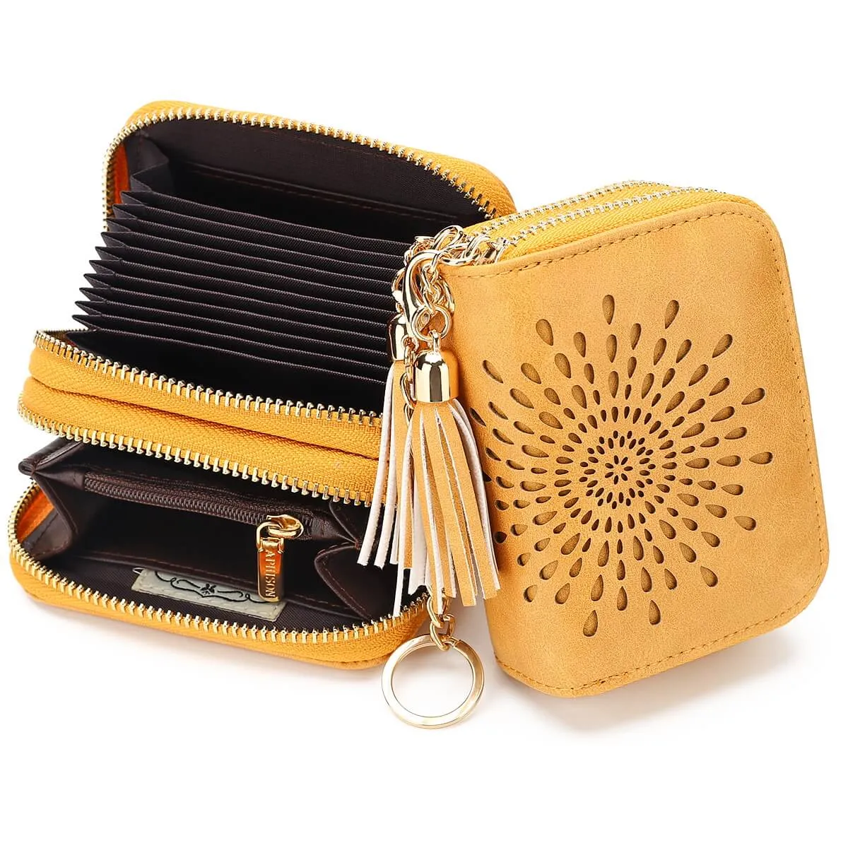 Double Zip Yellow Card Holder