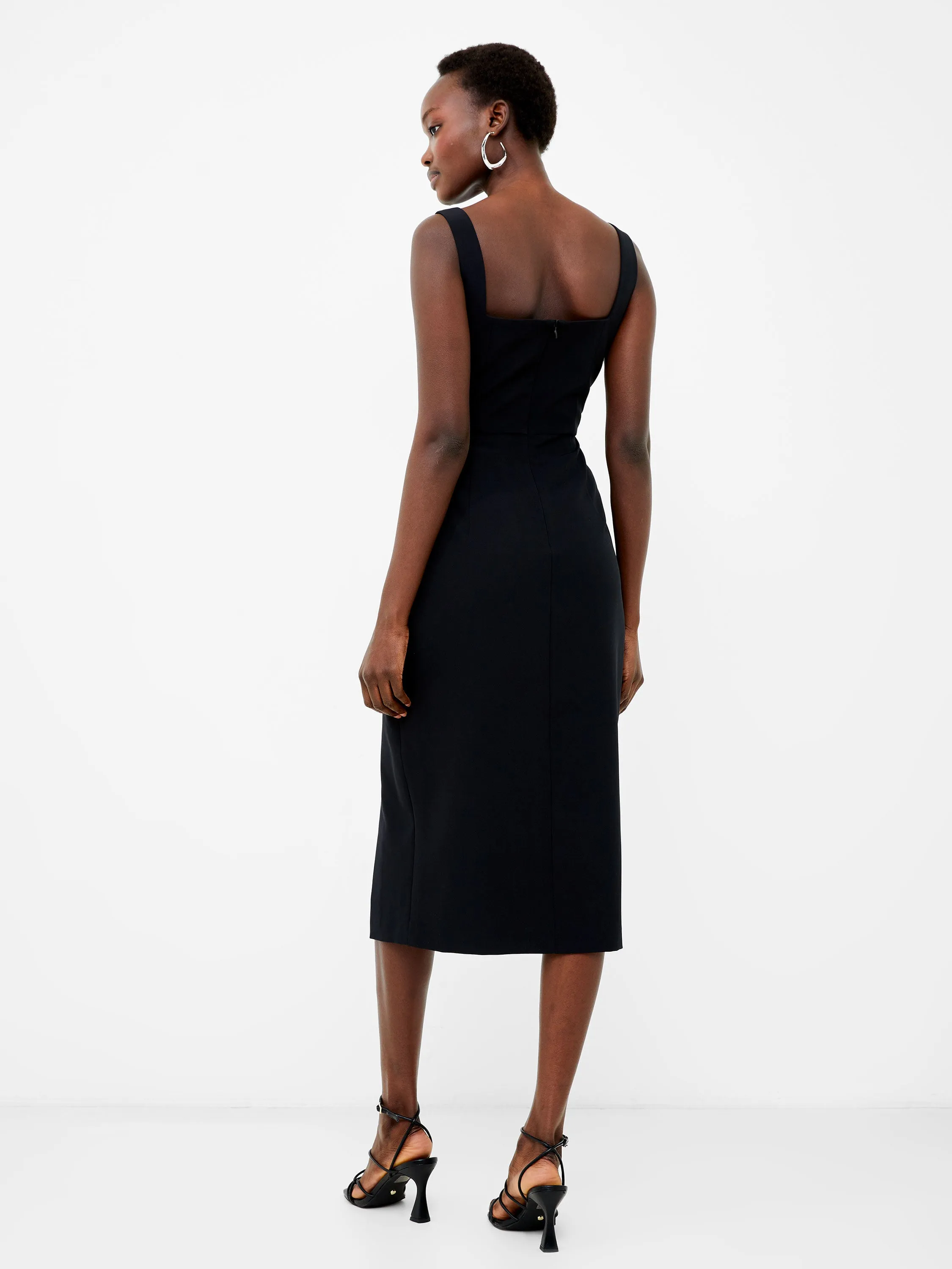 Echo Crepe Neck Detail Midi Dress