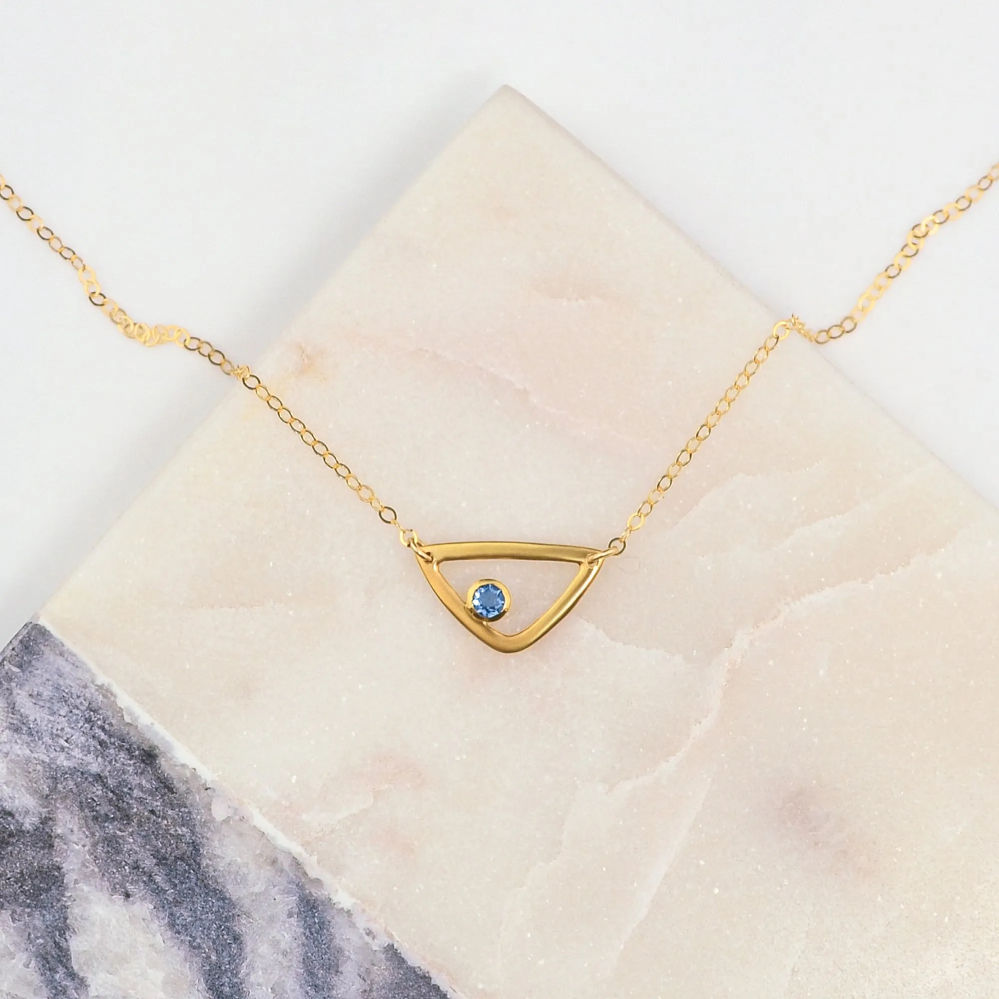 Eden Series Custom Birthstone Minimalist Triangle Pendant Necklace