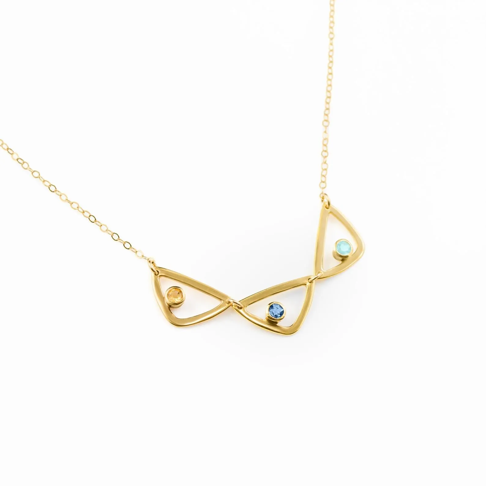 Eden Series Custom Birthstone Minimalist Triangle Pendant Necklace