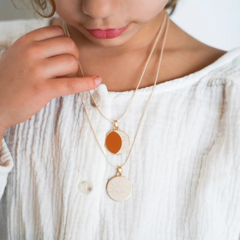 Enamel Necklace 2 pieces - Moon Sun