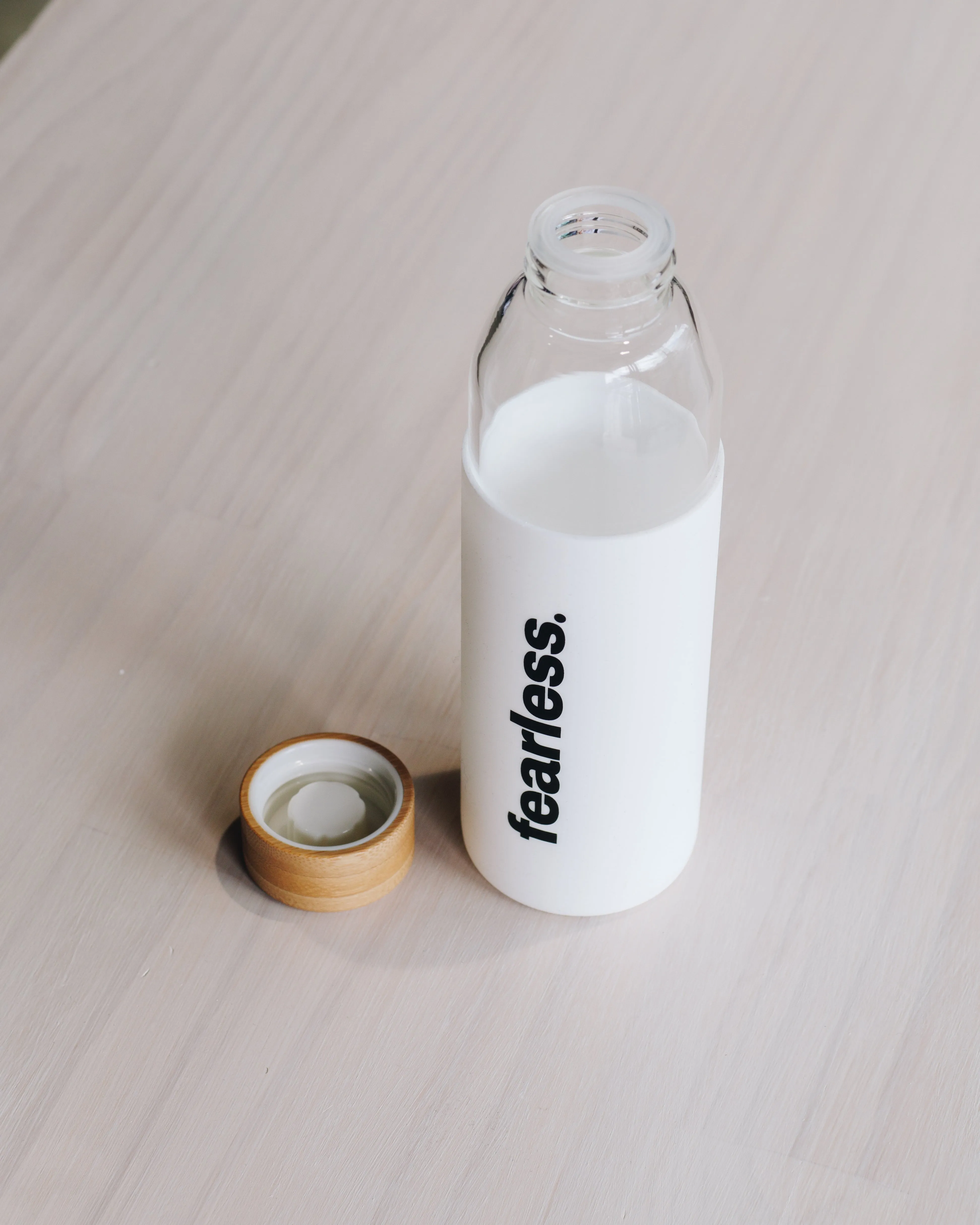 Fearless Orbit Glass Drink Bottle - White