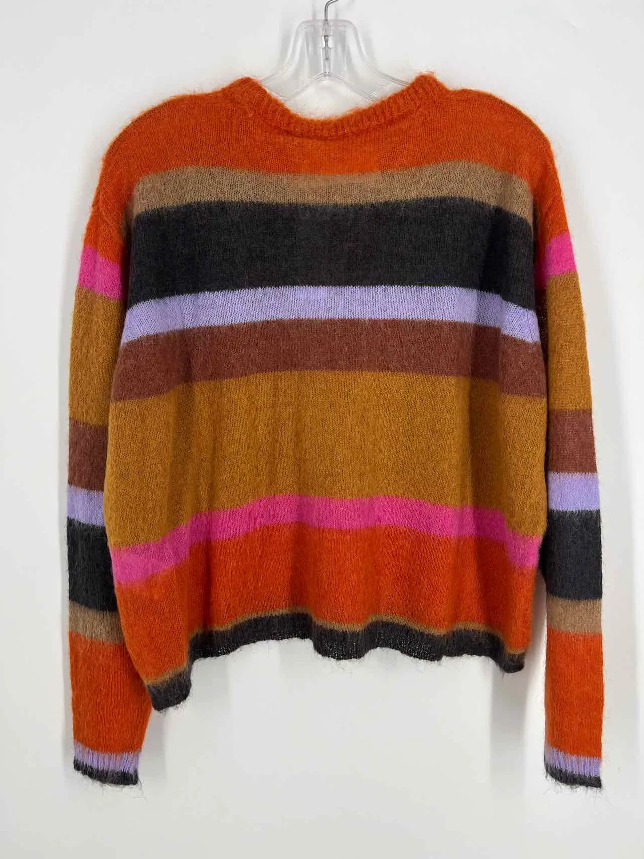 Floor Size XS Orange/Multi Stripe Wool Blend NEW Designer Sweater