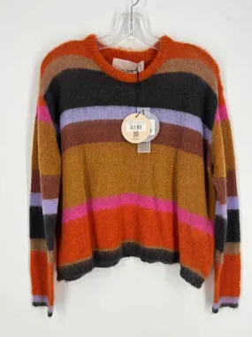 Floor Size XS Orange/Multi Stripe Wool Blend NEW Designer Sweater