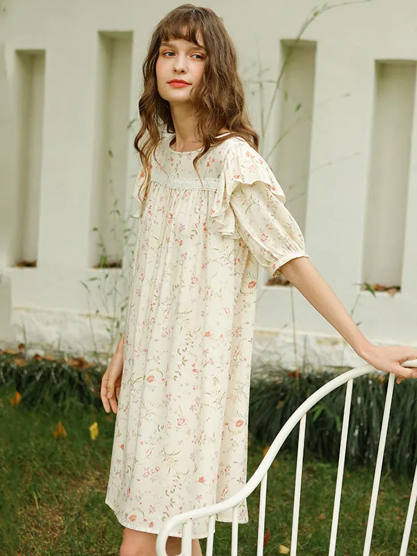 Floral Print Cotton Lounge Nightdress