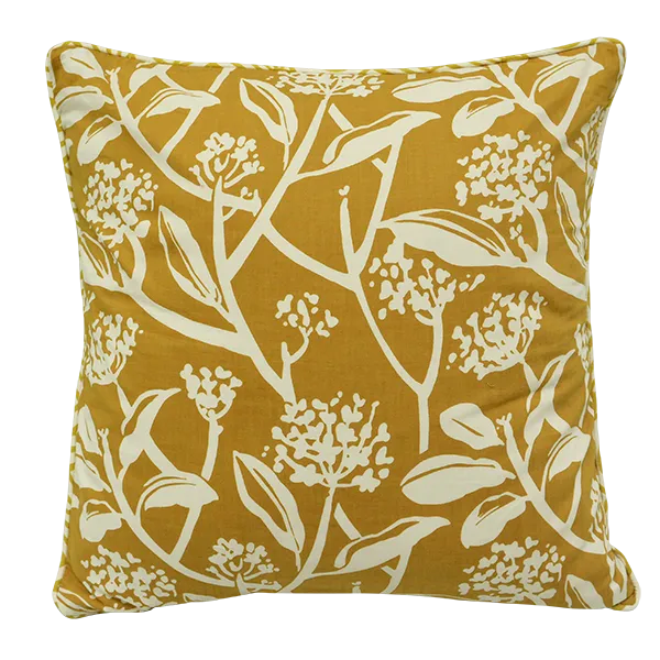 Frangipani Turmeric Cushion Cover, 45cm