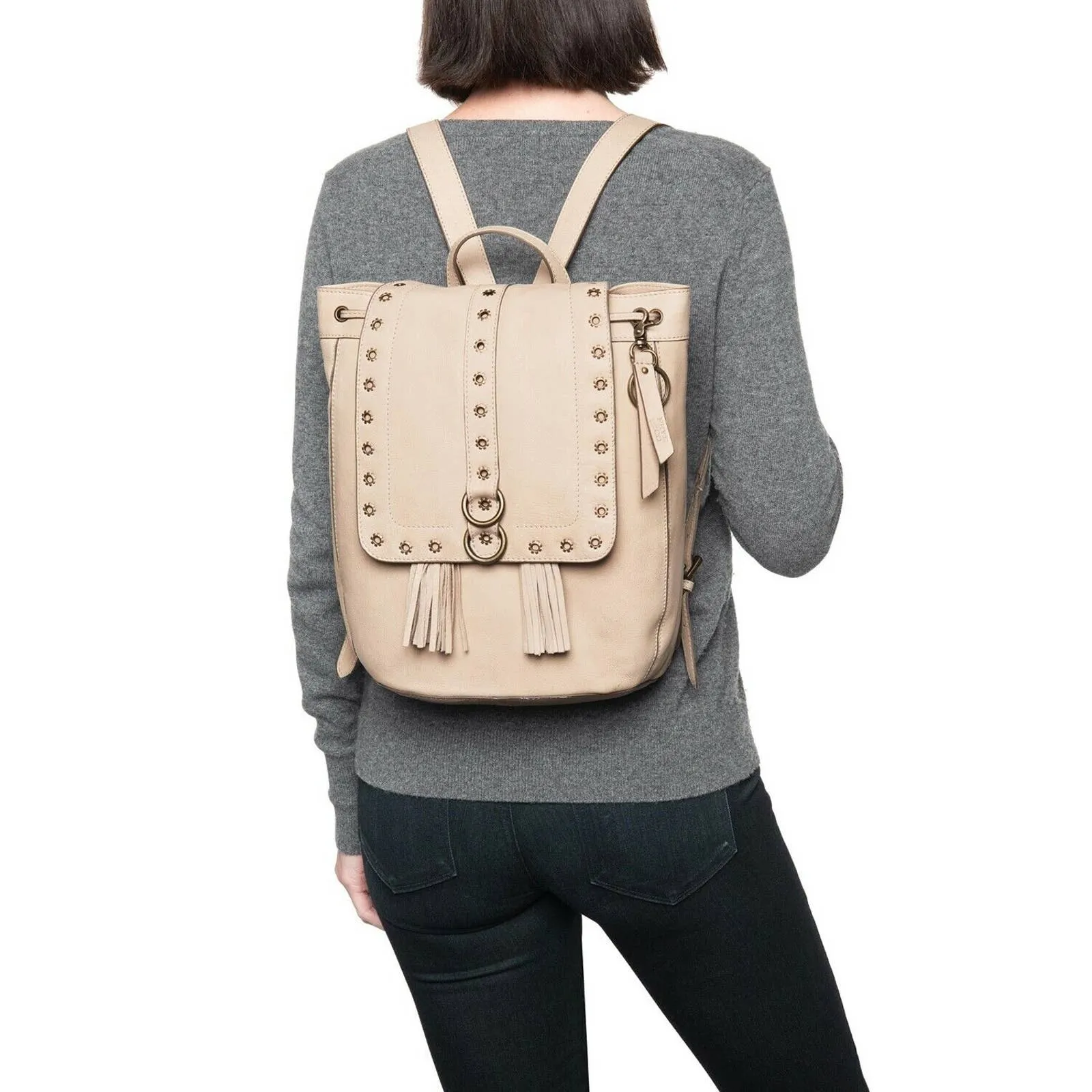 FRYE EVIE BACKPACK BONE LEATHER ANTIQUE BRASS HARDWARE NWT! $228