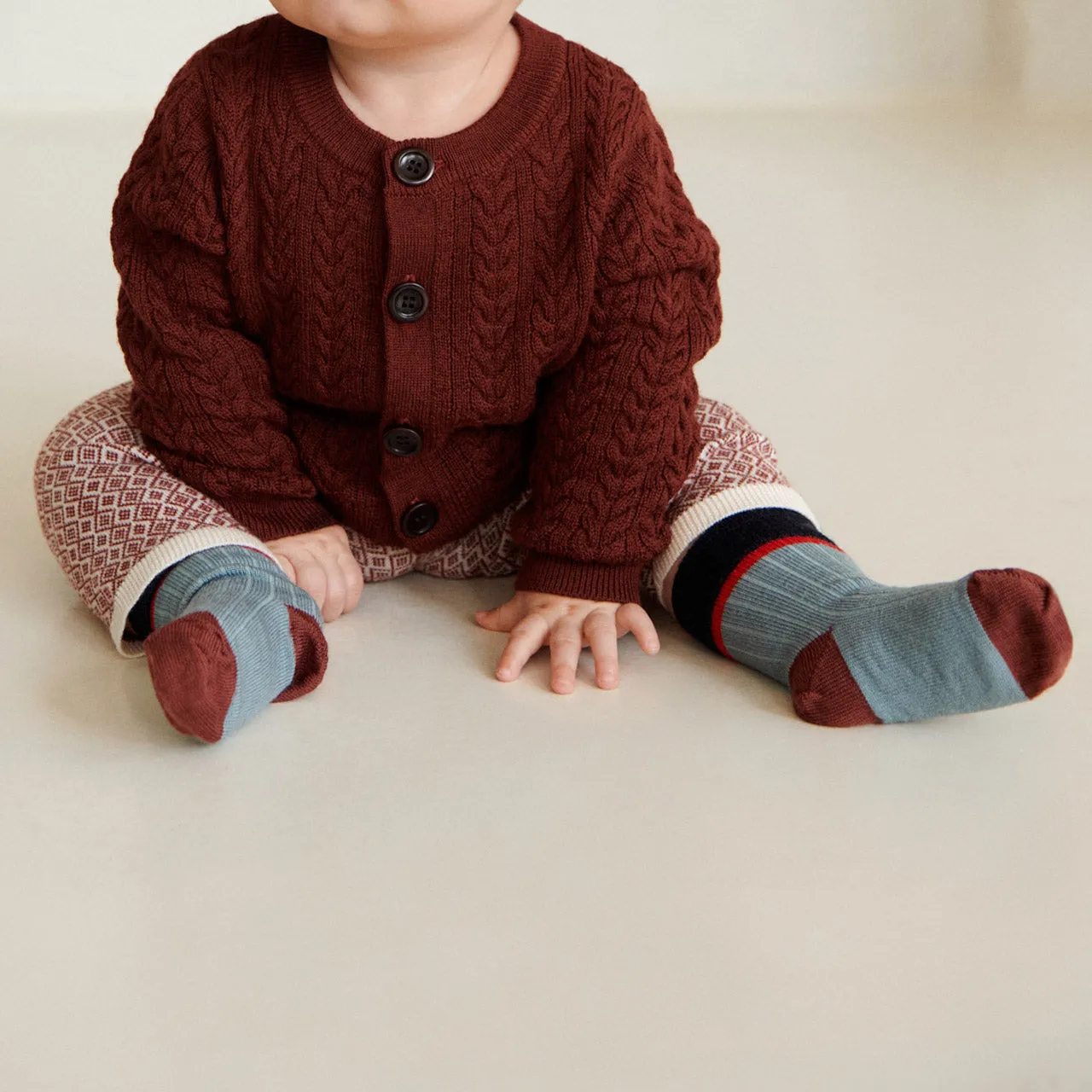 FUB Merino Wool Socks - Fine Colourblock Knit (Kids)