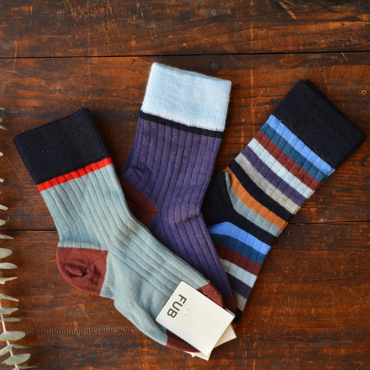 FUB Merino Wool Socks - Fine Colourblock Knit (Kids)