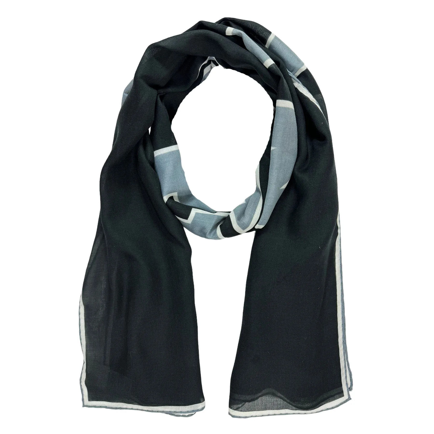 Givenchy Scarf Black Gray Logo - Lightweight Cotton Silk Shawl SALE