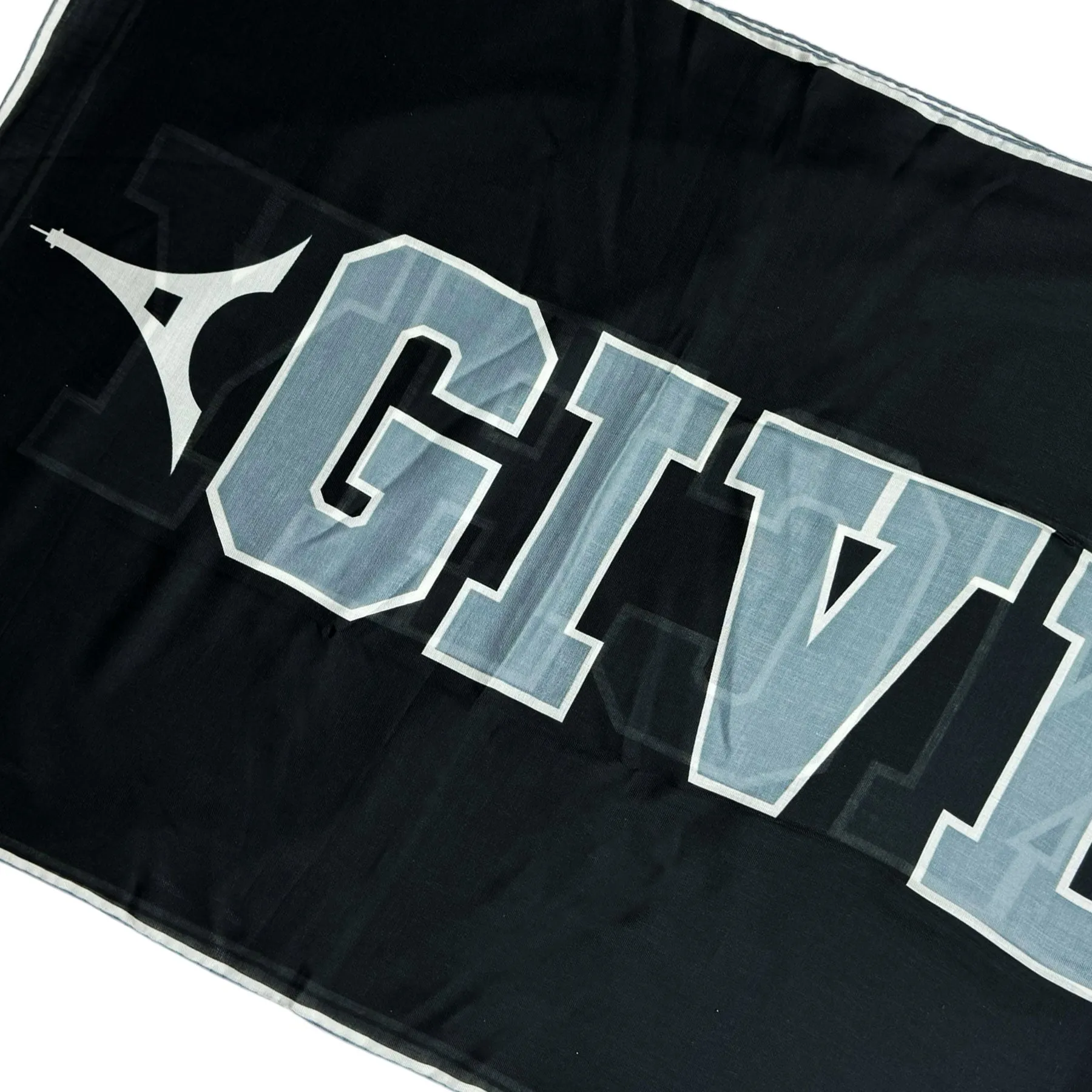 Givenchy Scarf Black Gray Logo - Lightweight Cotton Silk Shawl SALE