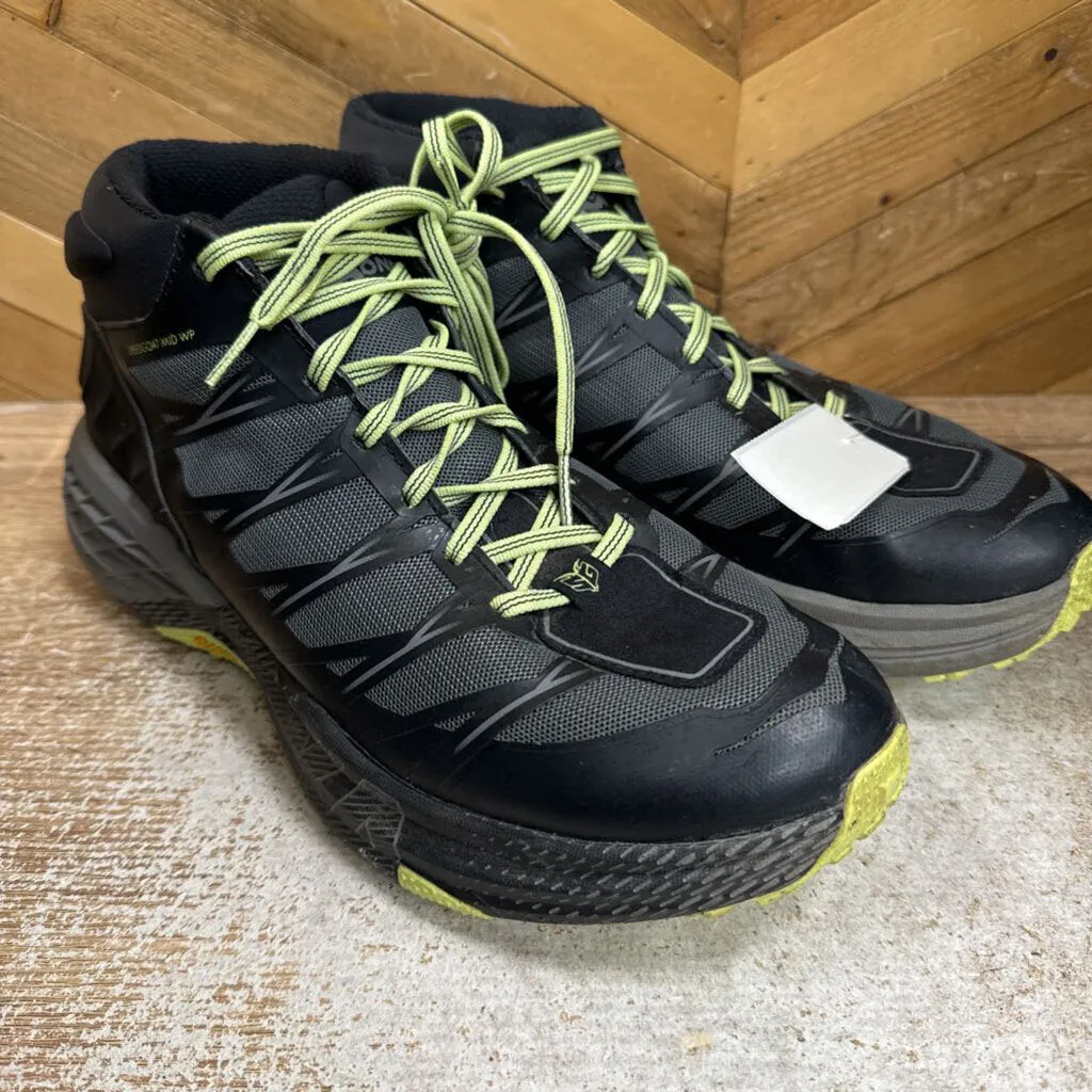 Hoka - Men's Speedgoat Mid Waterproof Trail Running Shoes - MSRP $220: Black/Grey/Green-men-M9.5