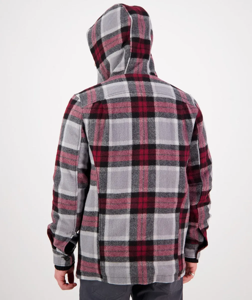 Hudson Wool Hoodie Jacket  - Heritage Check - Grey & Red