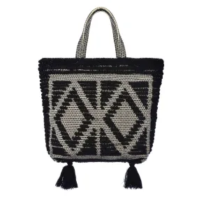 Ibiza Tassel Tote - White / Black